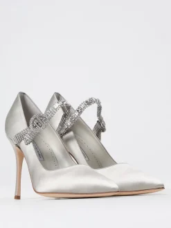 Décolleté Hamedi Manolo Blahnik in raso con cinturino gioiello