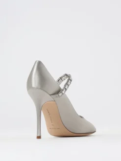 Décolleté Hamedi Manolo Blahnik in raso con cinturino gioiello