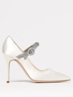 Décolleté Hamedi Manolo Blahnik in raso con cinturino gioiello