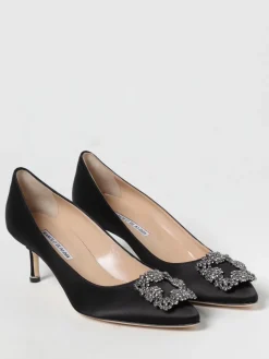 Décolleté Hangisi Manolo Blahnik in raso con fibbia gioiello