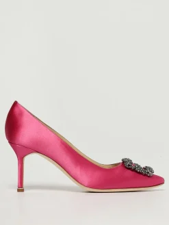 Décolleté Hangisi Manolo Blahnik in raso con fibbia gioiello