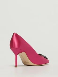 Décolleté Hangisi Manolo Blahnik in raso con fibbia gioiello