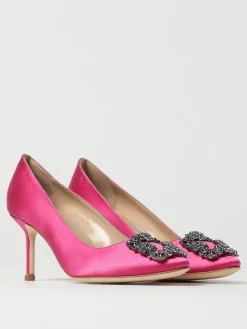 Décolleté Manolo Blahnik in raso con fibbia gioiello