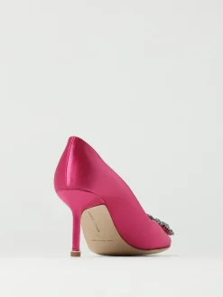 Décolleté Manolo Blahnik in raso con fibbia gioiello