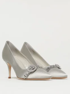 Décolleté Manolo Blahnik in raso con fibbia gioiello