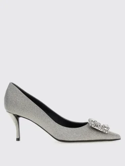 Décolleté Roger Vivier in pelle glitter con applicazione gioiello