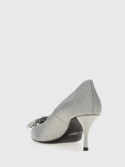 Décolleté Roger Vivier in pelle glitter con applicazione gioiello