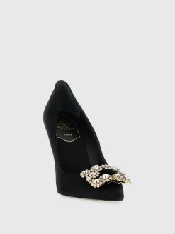 Décolleté Roger Vivier in raso con applicazione gioiello