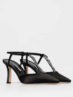 Décolleté Sufik Manolo Blahnik in raso con cristalli