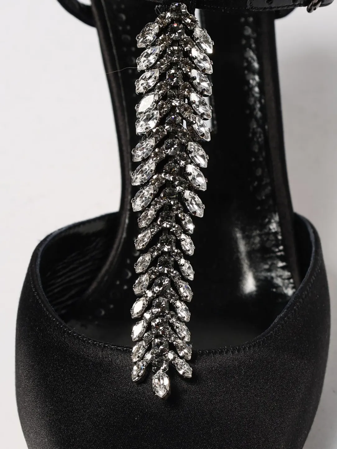 Décolleté Sufik Manolo Blahnik in raso con cristalli