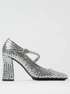 Décolleté Woven Bottega Veneta in pelle cracklè intrecciata e laminata