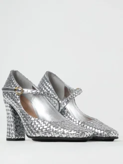 Décolleté Woven Bottega Veneta in pelle cracklè intrecciata e laminata