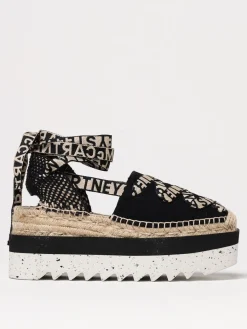 Espadrillas con plateau Gaia Stella McCartney in canvas con logo jacquard