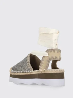 Espadrillas Mou in camoscio con cuciture all'uncinetto e paillettes