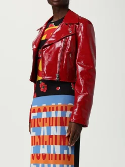 Giacca biker Moschino Jeans in pelle verniciata