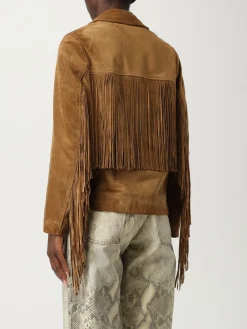 Giacca Golden Goose in pelle scamosciata con frange