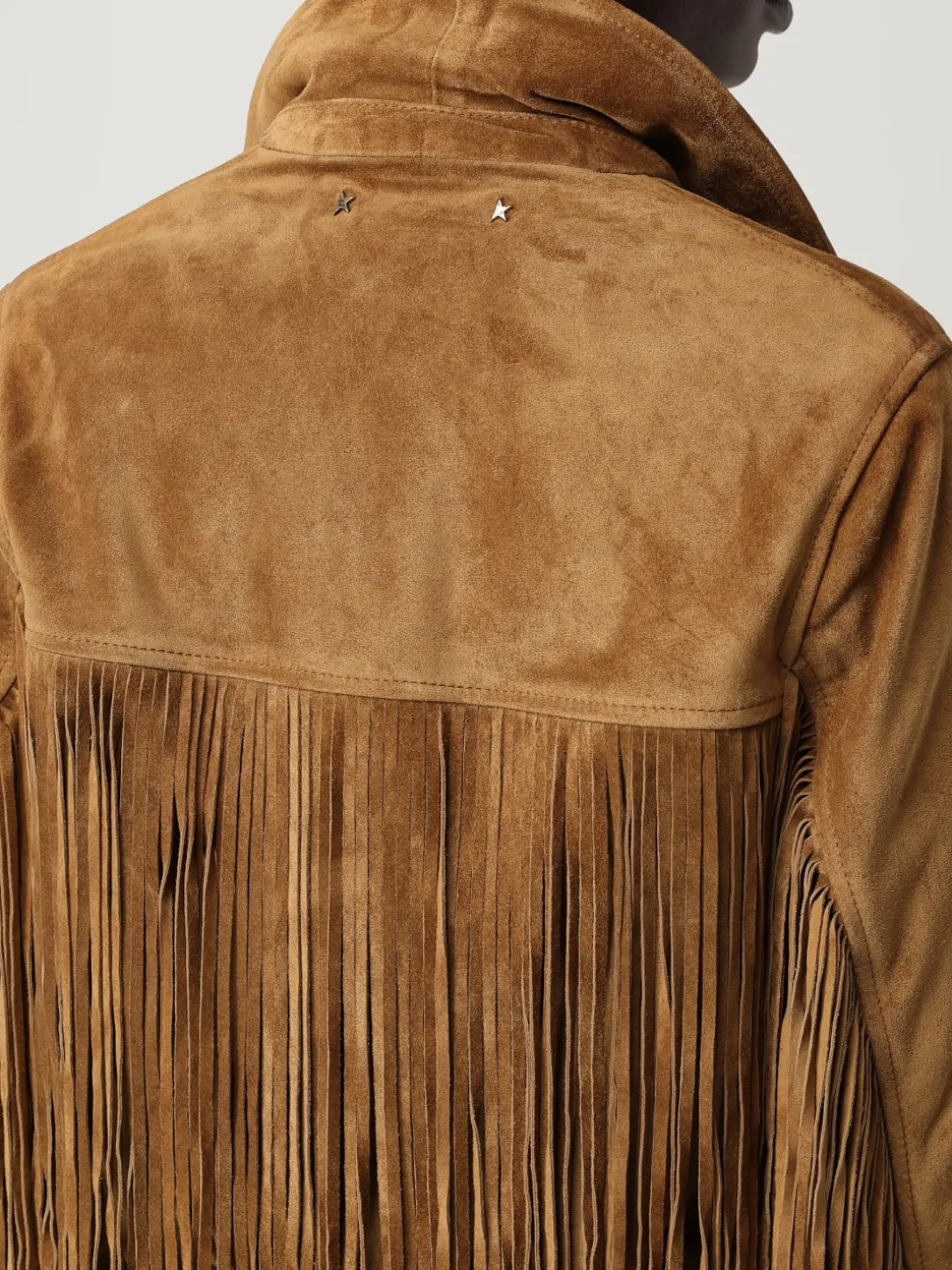 Giacca Golden Goose in pelle scamosciata con frange