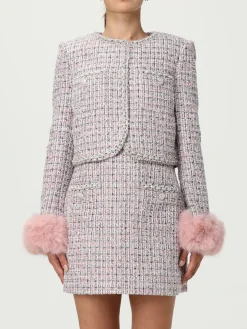 Giacca Self-Portrait in tweed con inserti in pelliccia