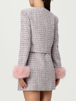 Giacca Self-Portrait in tweed con inserti in pelliccia