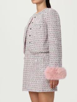 Giacca Self-Portrait in tweed con inserti in pelliccia