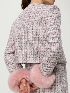 Giacca Self-Portrait in tweed con inserti in pelliccia