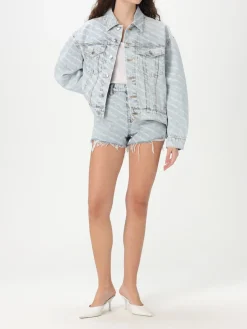 Giubbotto Alexander Wang in denim con stampa logo