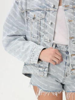 Giubbotto Alexander Wang in denim con stampa logo