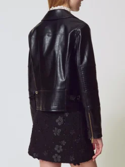 Giubbotto biker Twinset in pelle sintetica