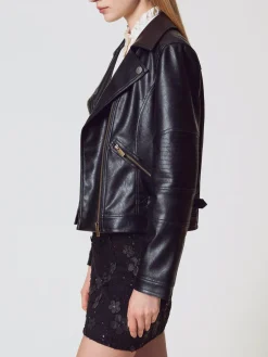 Giubbotto biker Twinset in pelle sintetica