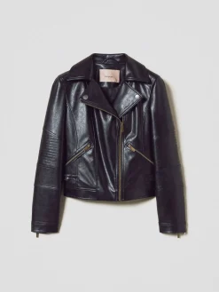 Giubbotto biker Twinset in pelle sintetica