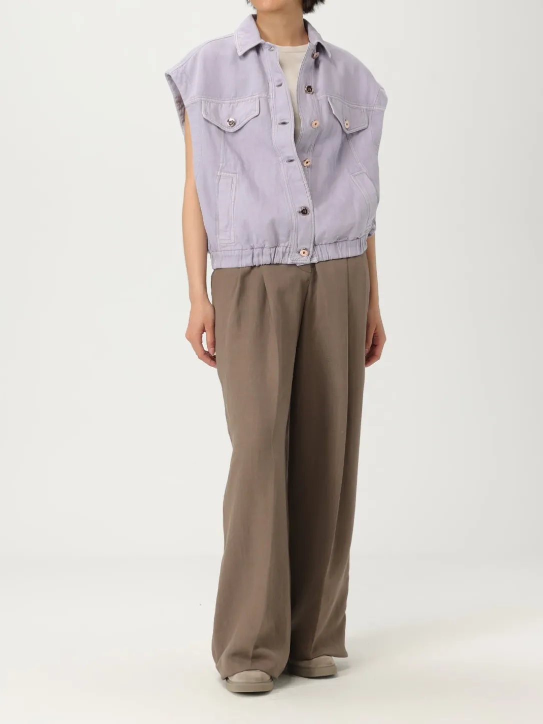 Giubbotto smanicato Brunello Cucinelli in cotone e lino