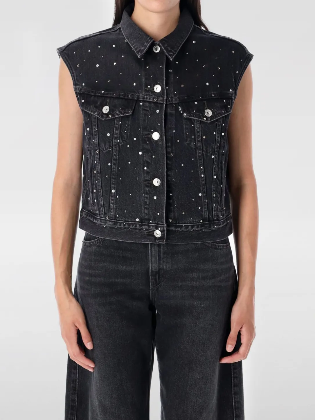 Giubbotto smanicato Levi's in denim con strass