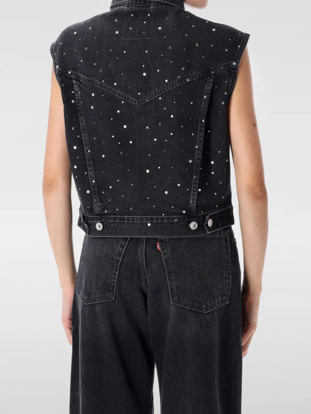 Giubbotto smanicato Levi's in denim con strass