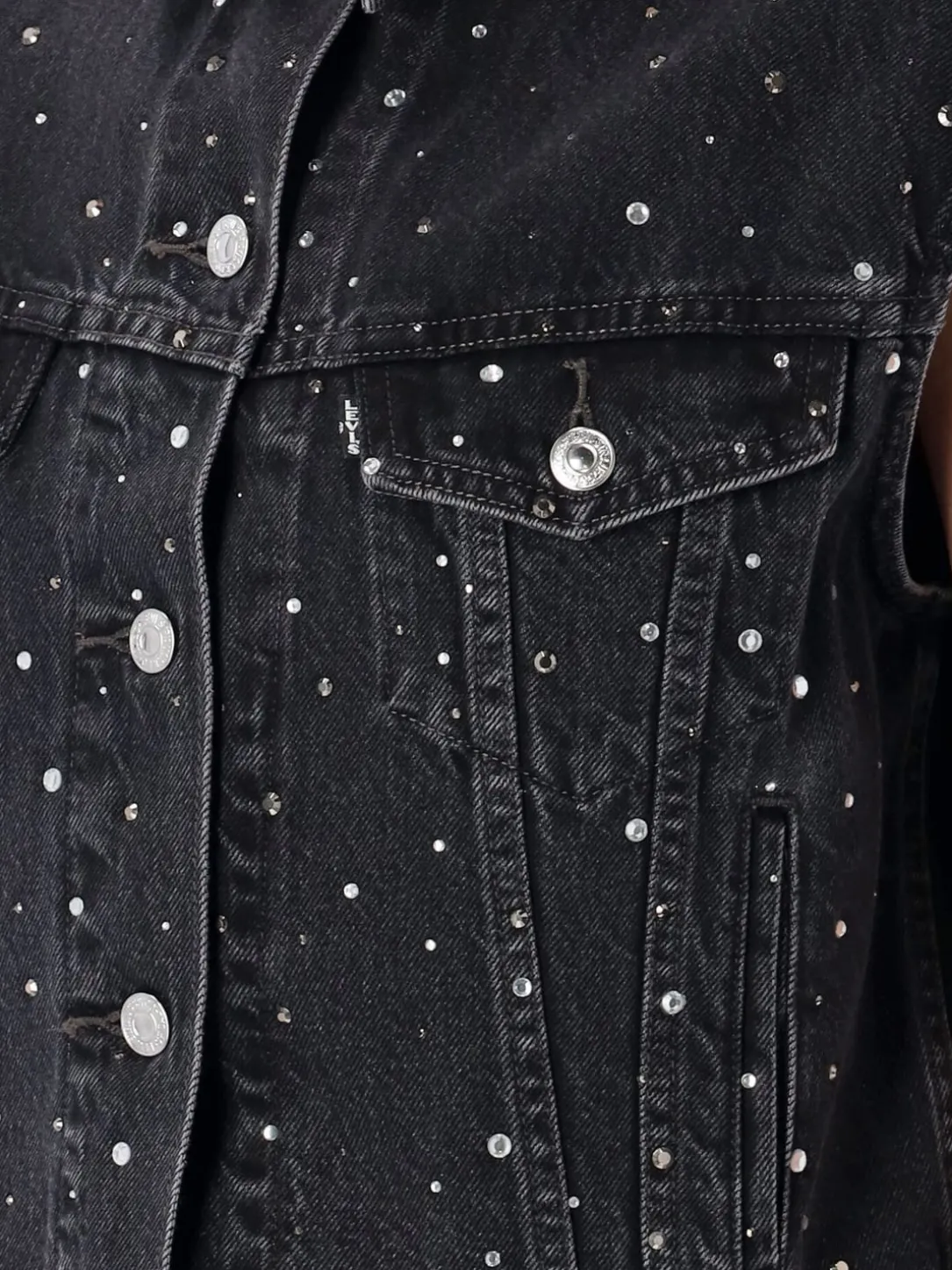 Giubbotto smanicato Levi's in denim con strass