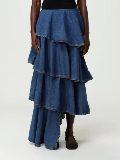 Gonna AlaÏa in denim con rouches