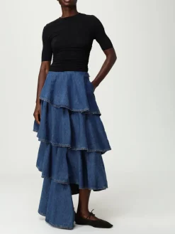 Gonna AlaÏa in denim con rouches