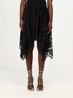 Gonna asimmetrica con inserti in pizzo Rabanne