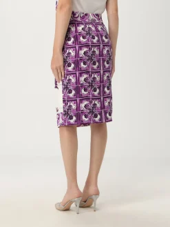 Gonna Dolce & Gabbana in seta stretch con stampa Maioliche