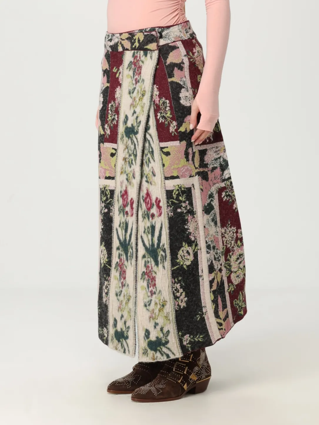 Gonna lunga a portafoglio in jacquard floreale Antonio Marras