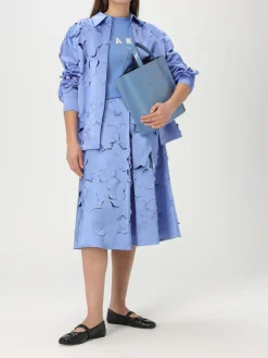 Gonna midi Marni in cotone con fiori intagliati