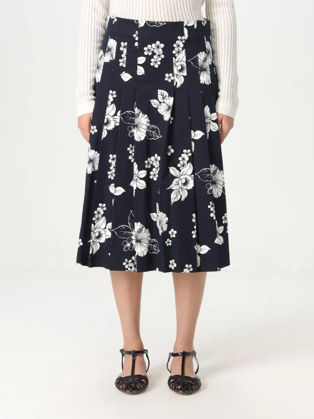 Gonna midi Max Mara Studio in cotone con stampa floreale