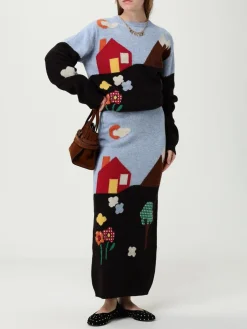 Gonna Moschino Couture in lana con motivo grafico