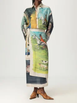 Gonna pareo in twill di seta stampata Moschino Couture