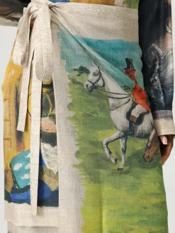 Gonna pareo in twill di seta stampata Moschino Couture