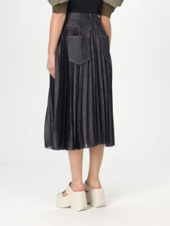 Gonna plissettata in denim Sacai