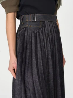 Gonna plissettata in denim Sacai