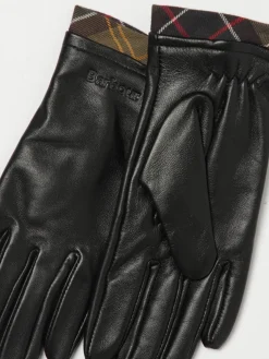 Guanti Barbour in pelle bordo check