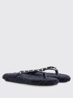 Infradito Saionara Ancient Greek in pelle e shearling con borchie