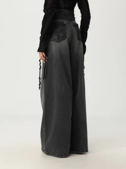 Jeans a palazzo Blumarine in denim con inserti in pizzo