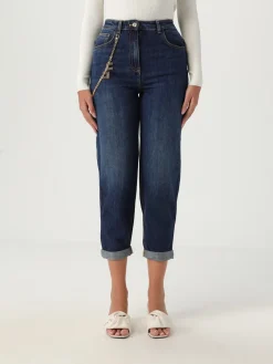Jeans cropped Elisabetta Franchi in denim